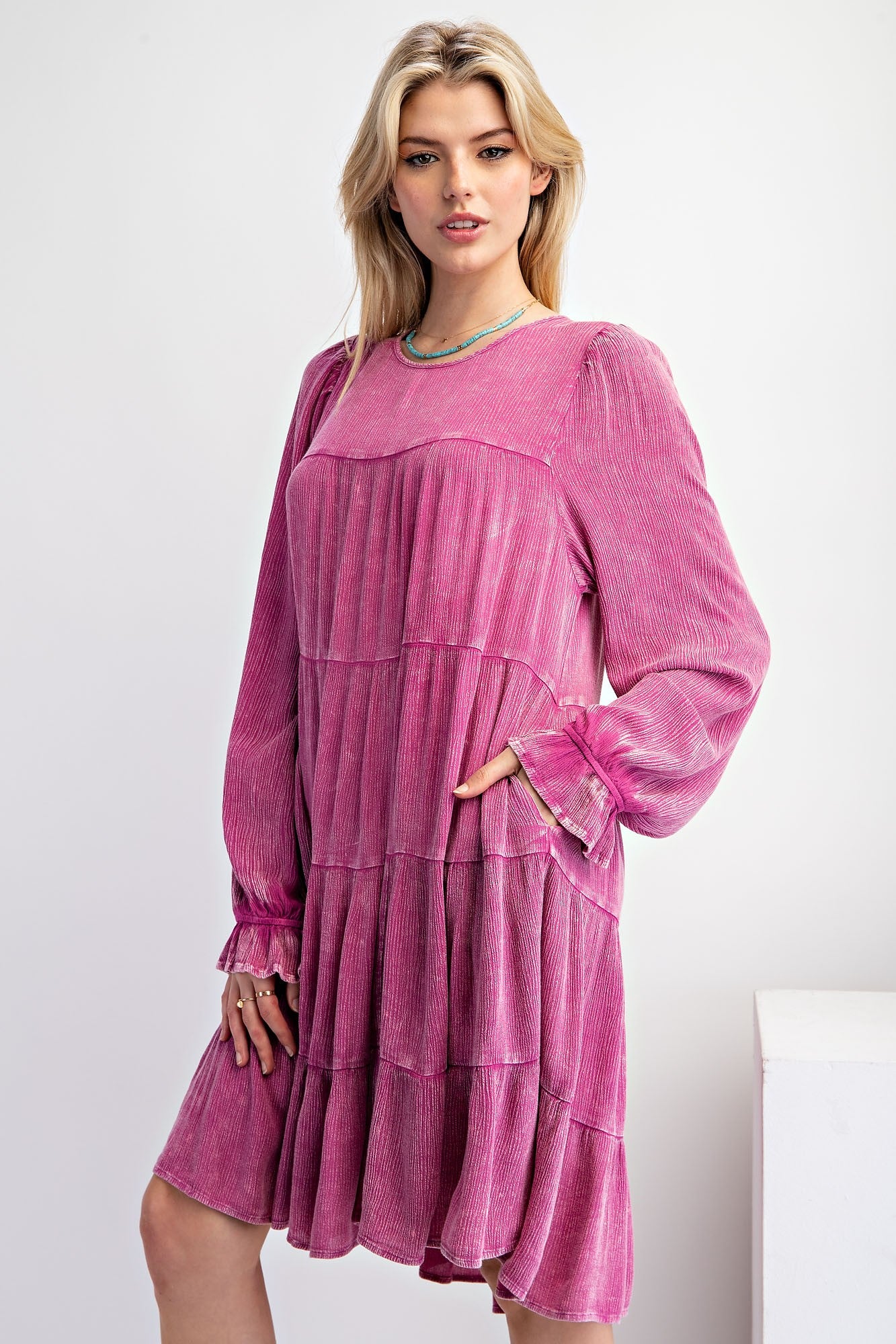 Mindy Mineral Wash Dress in Pink