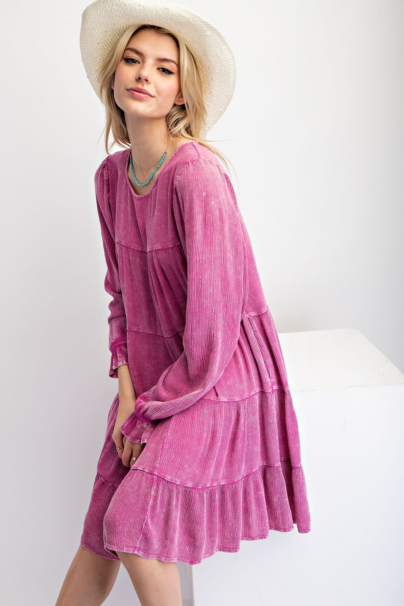 Mindy Mineral Wash Dress in Pink