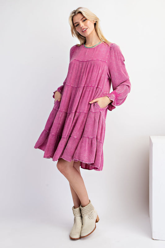 Mindy Mineral Wash Dress in Pink