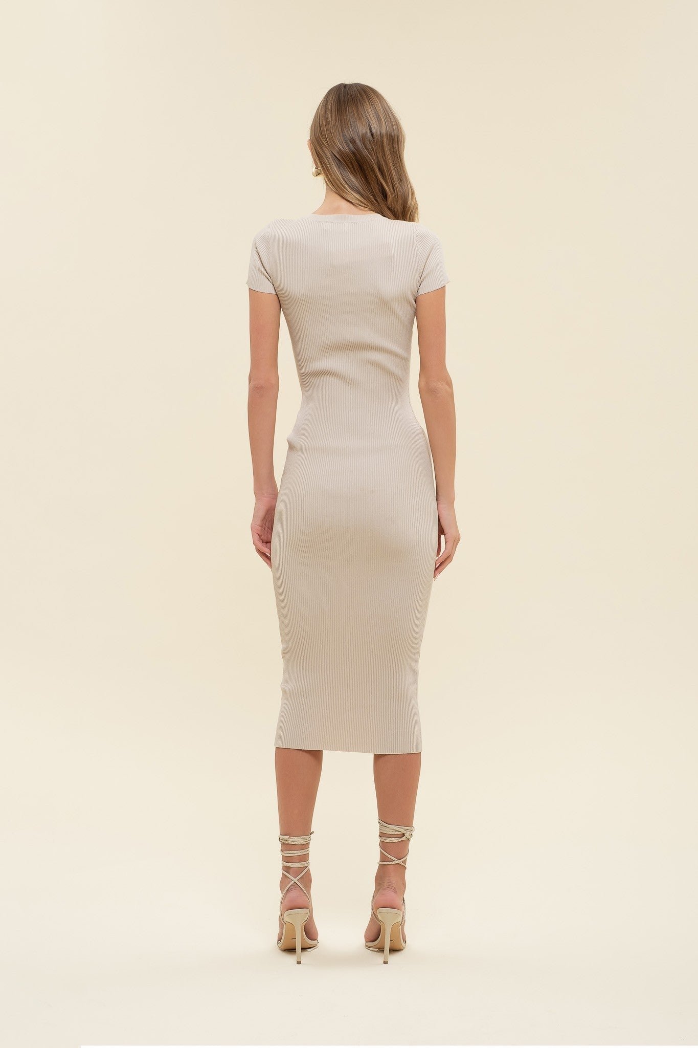 Valerie Ribbed Dress in Cream