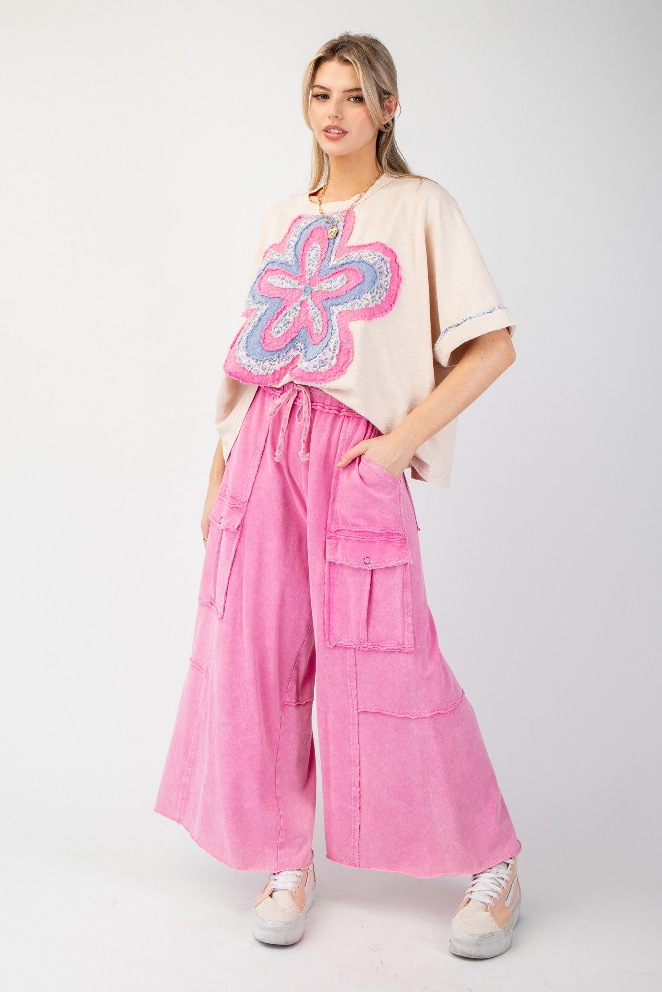 Wella Wide Leg Palazzo Pants in Pink