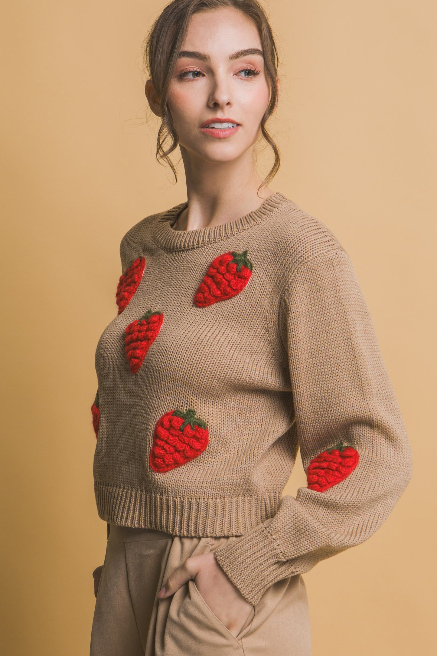 Strawberry Sweater in Khaki