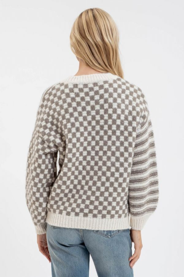 Chelise Checkered Sweater in Ash