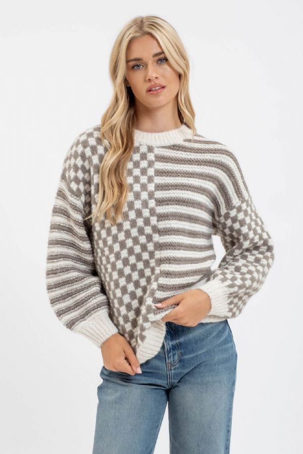 Chelise Checkered Sweater in Ash