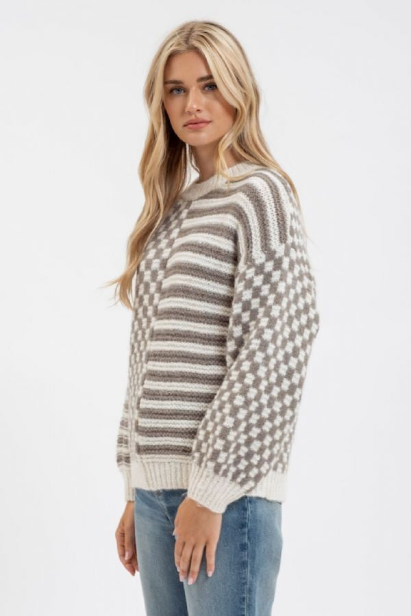 Chelise Checkered Sweater in Ash