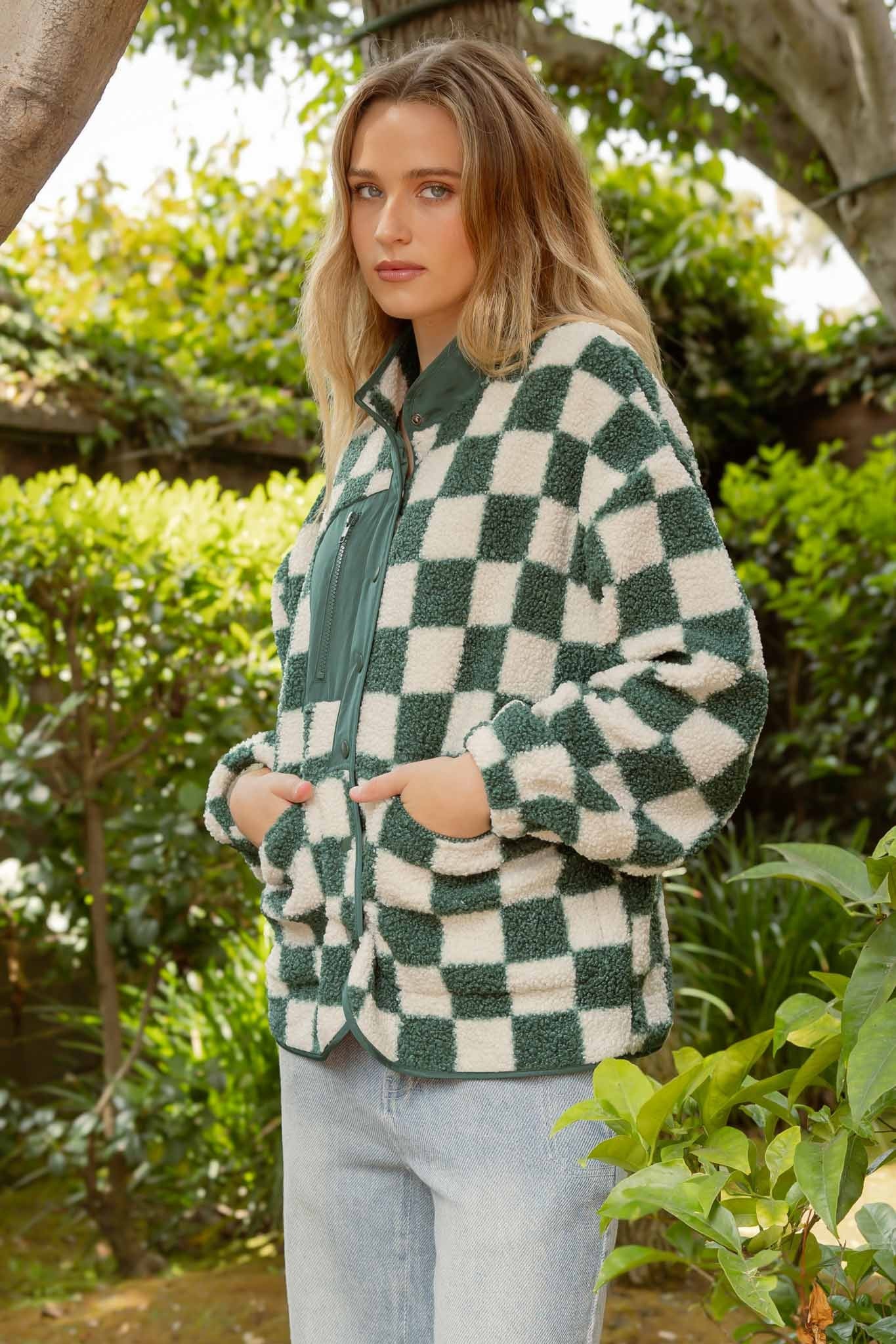 Chelsey Checkered Jacket in Green