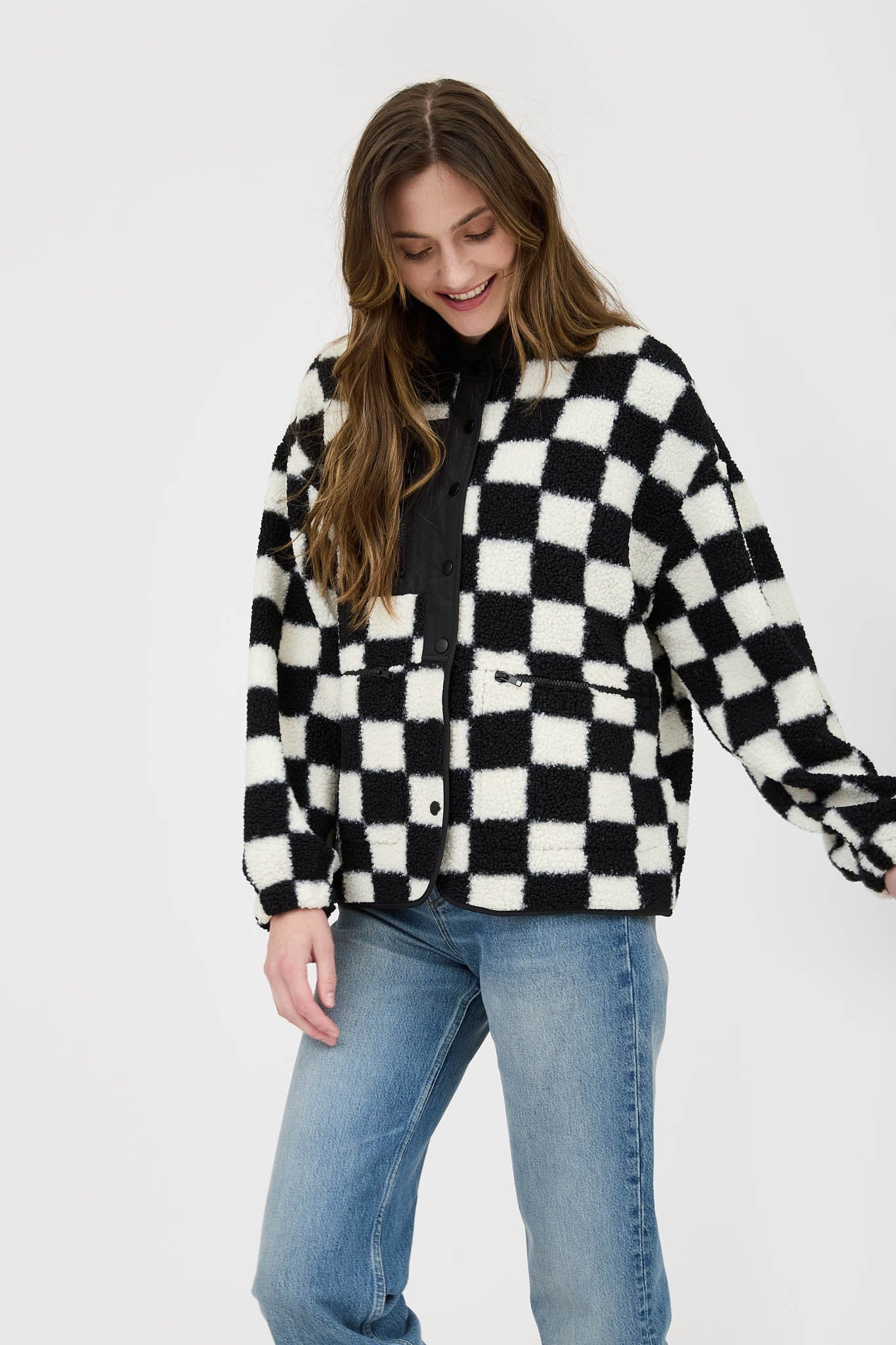 Chelsey Checkered Jacket in Black