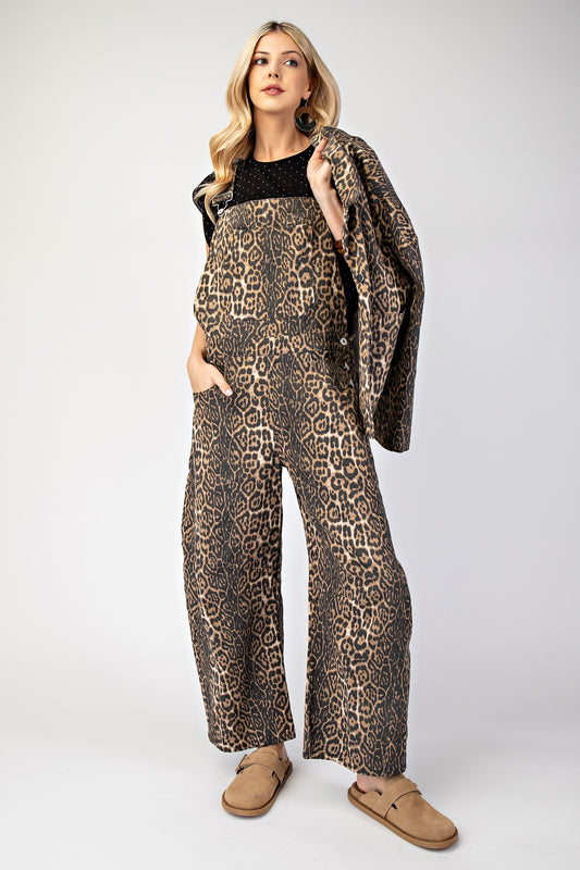 Leila Barrel Overalls in Leopard