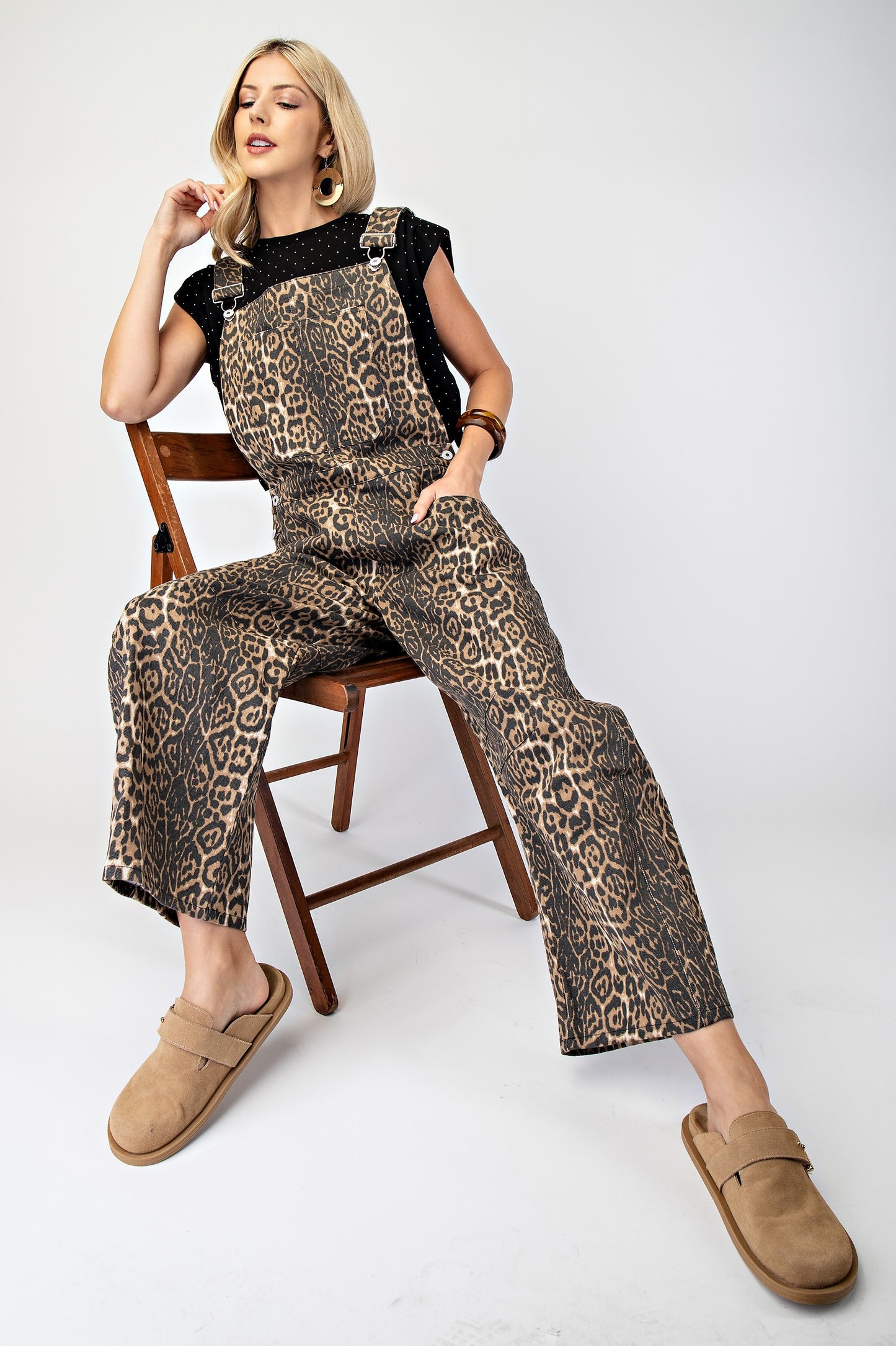 Leila Barrel Overalls in Leopard