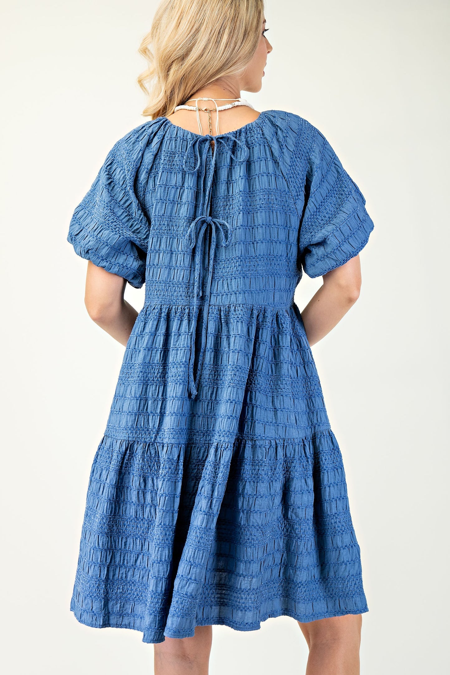 Vera Textured Dress in Blue