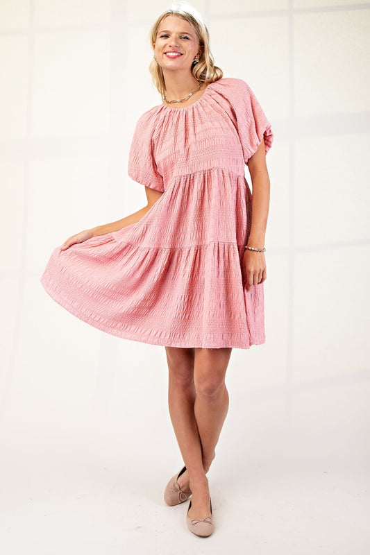 Taryn Textured Dress in Blue or Pink