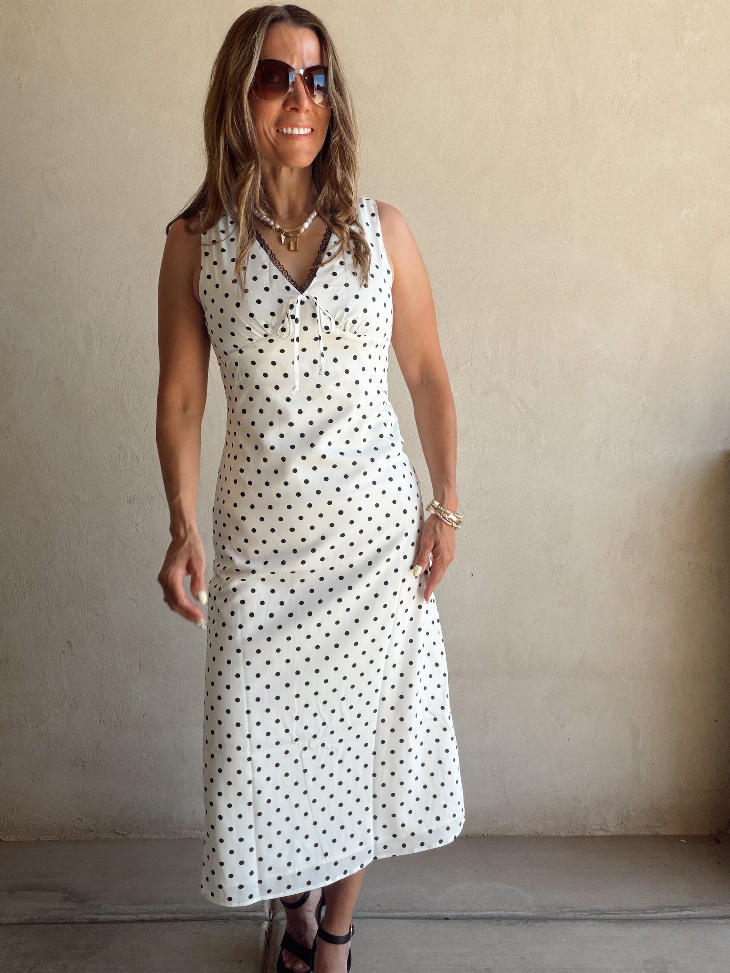 Percy Polka Dot Dress in Ivory