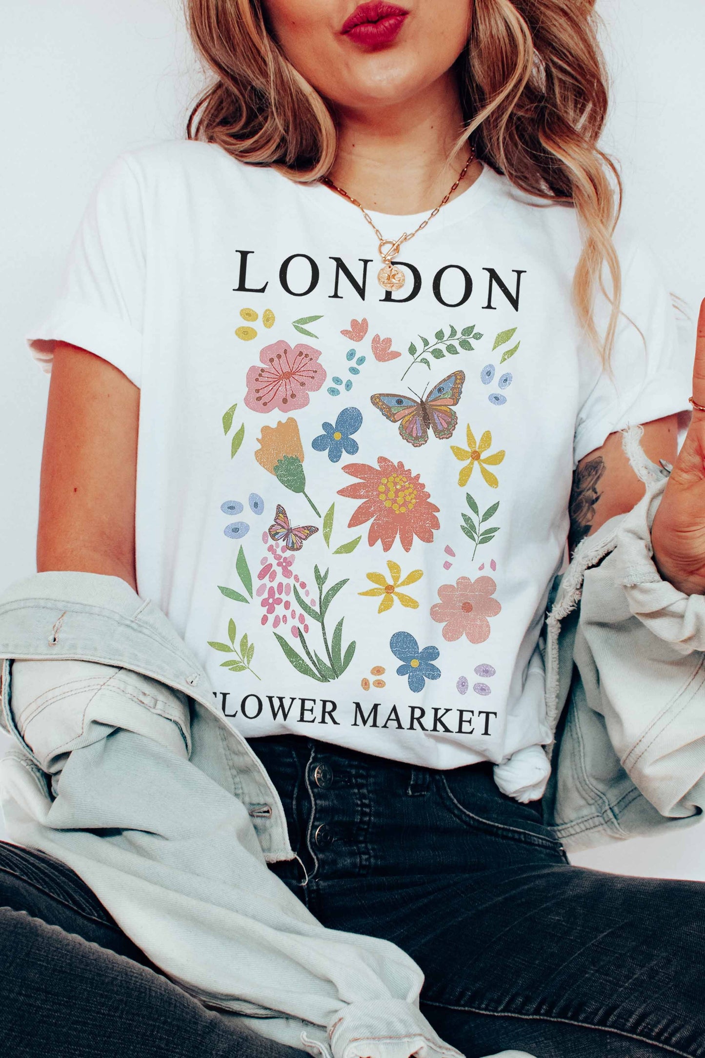 London Flower Market Tee in White