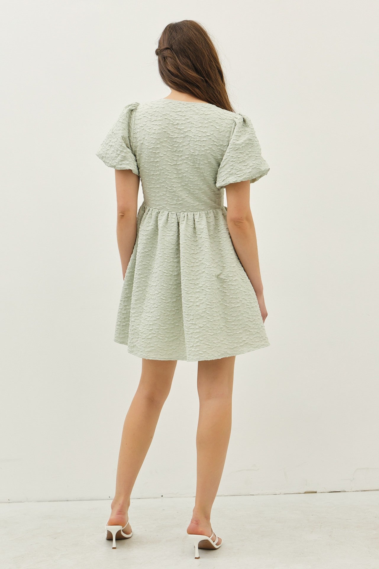 Sophie Textured Bow Dress in Mint