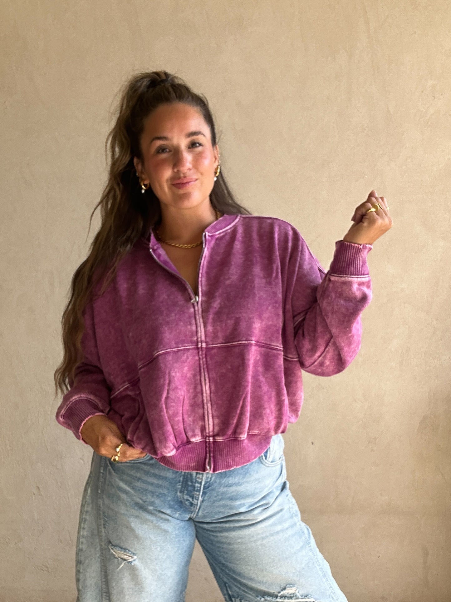 Kayla Bomber Jacket in Purple