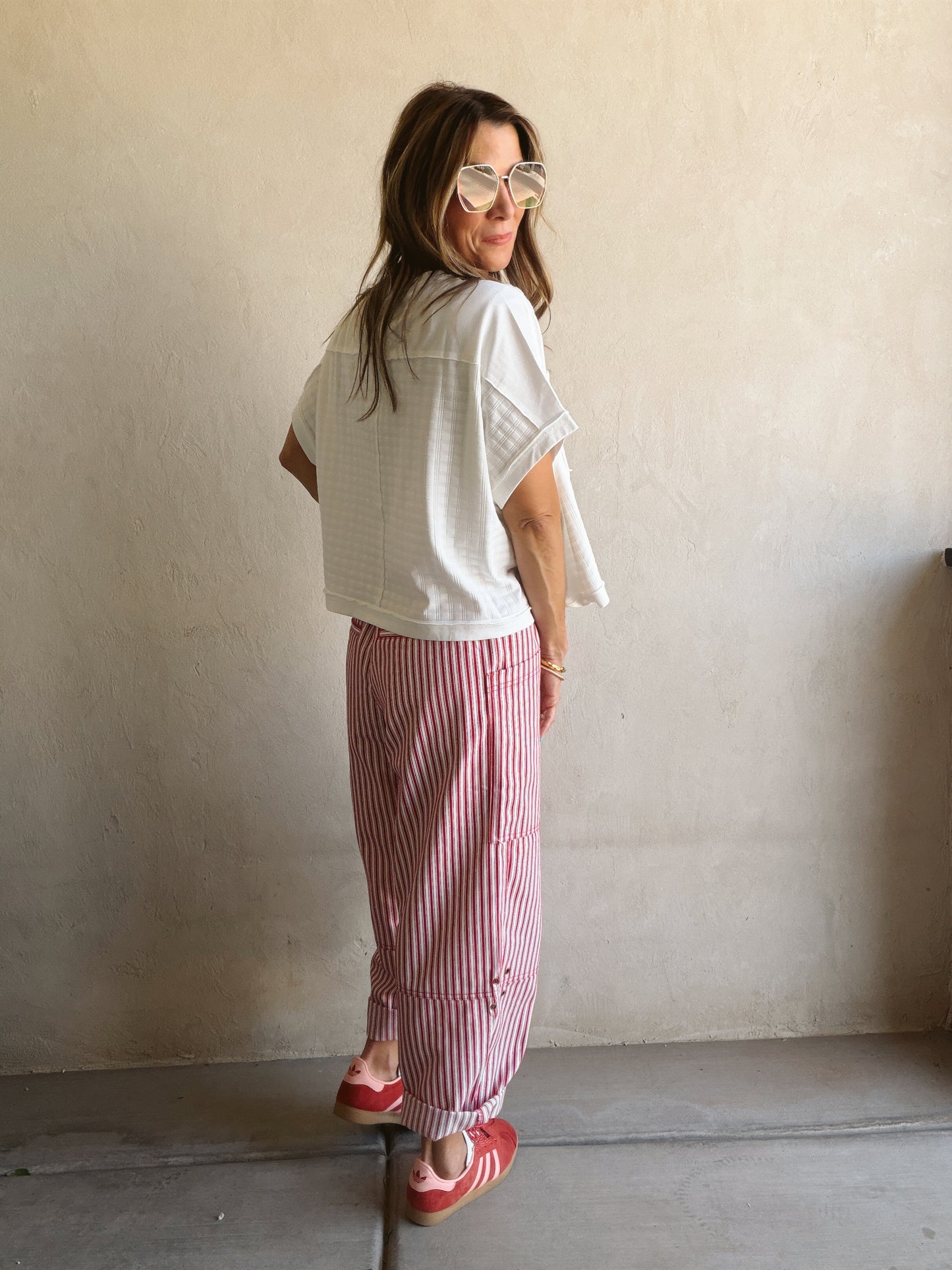 Kellie Boxy Textured Tee in White