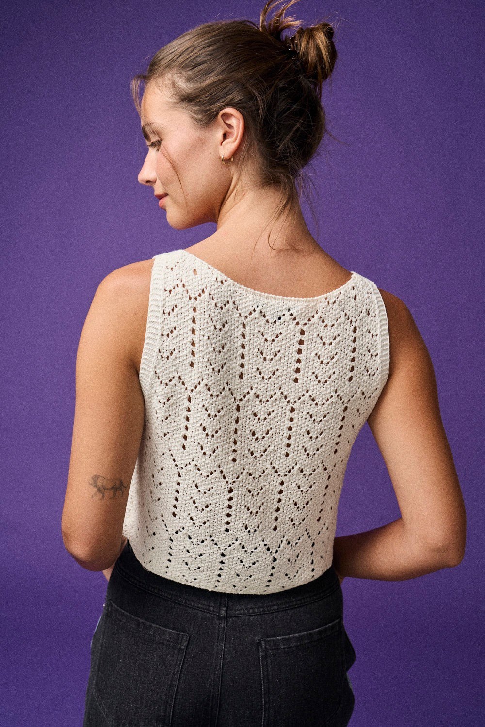 Sylvie Crochet Vest in Ivory
