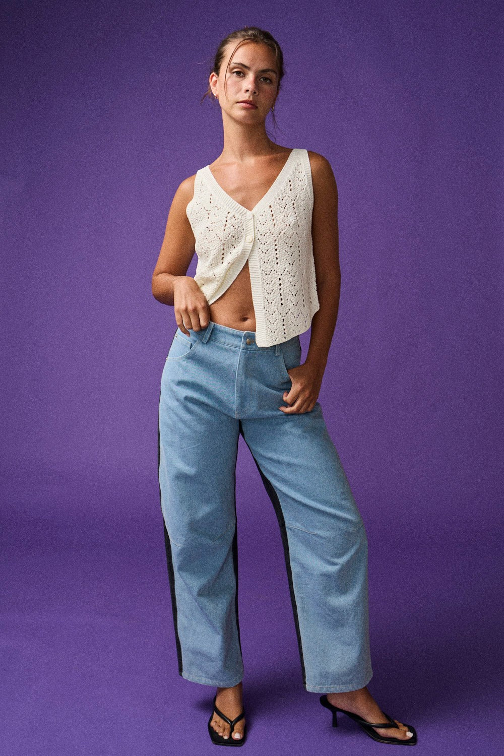 Sylvie Crochet Vest in Ivory