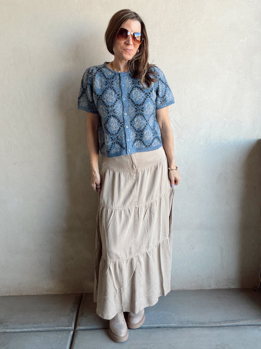 Bella Tiered Skirt in Taupe