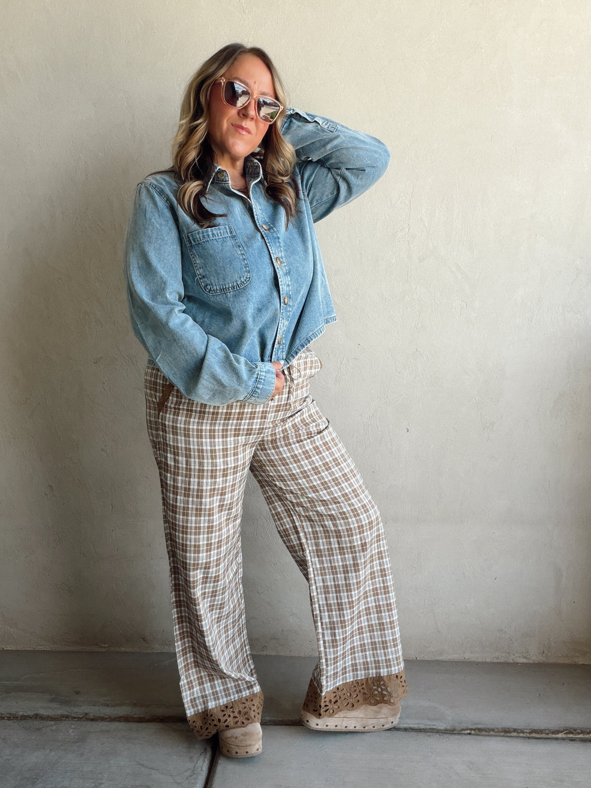 Ginger Plaid Pants in Browns & Ivory