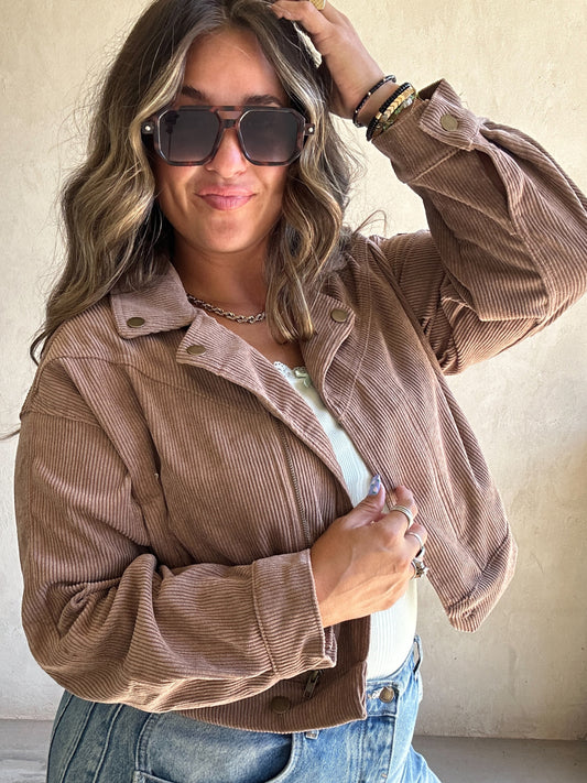 Baylor Corduroy Moto Jacket in Coco