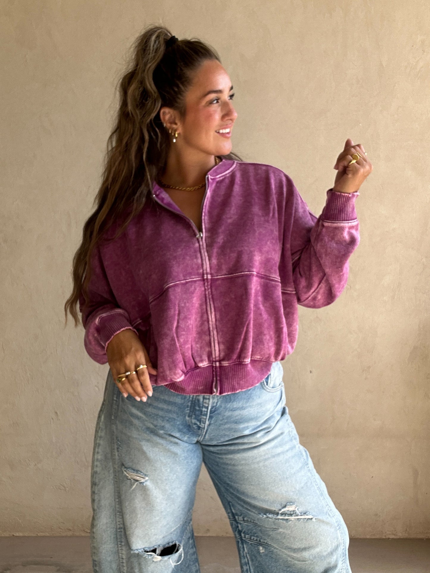 Kayla Bomber Jacket in Purple