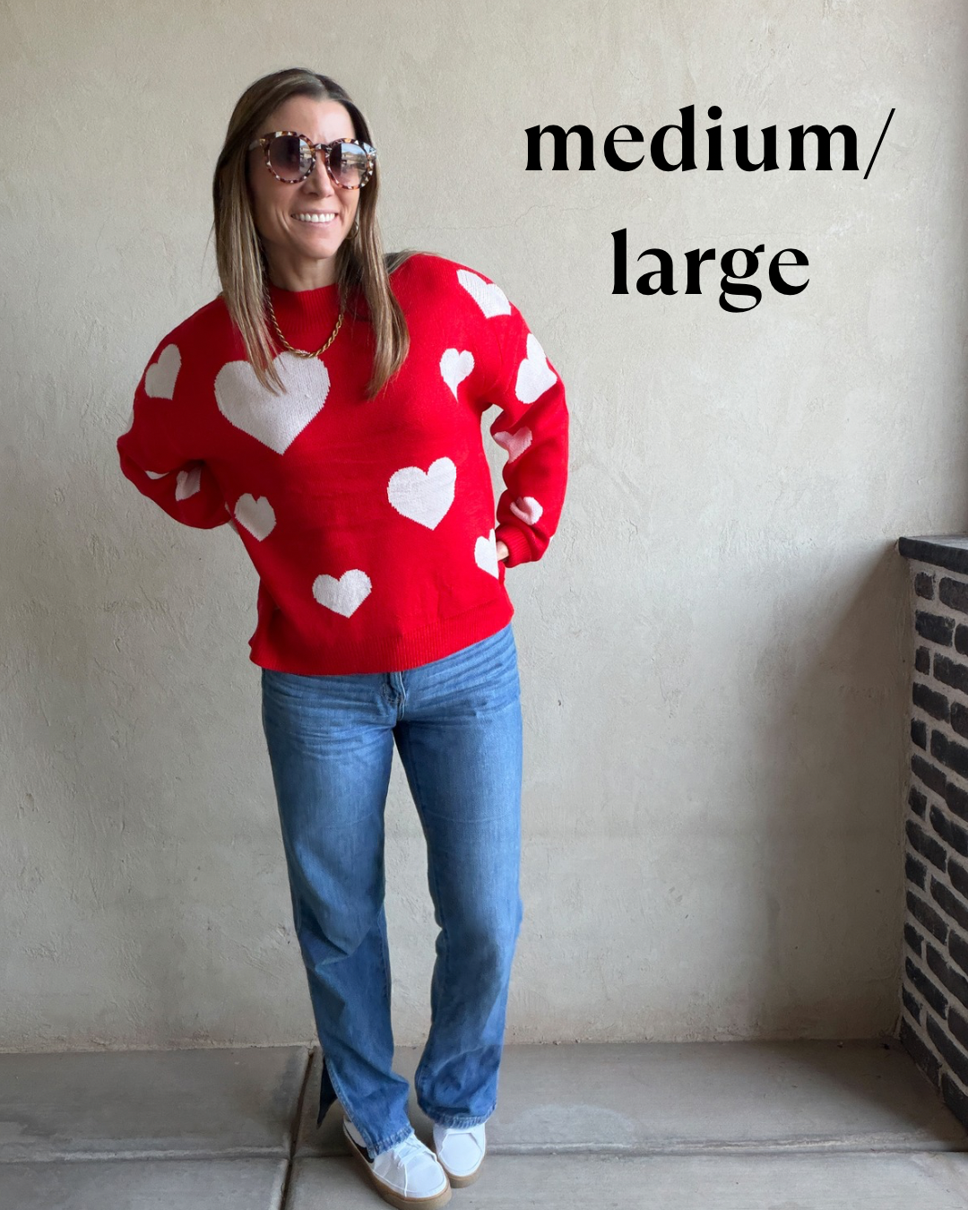 Marie Heart Sweater in Red & White