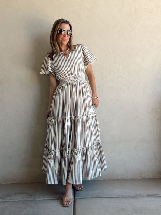 Eden Dress in Cream & Mocha