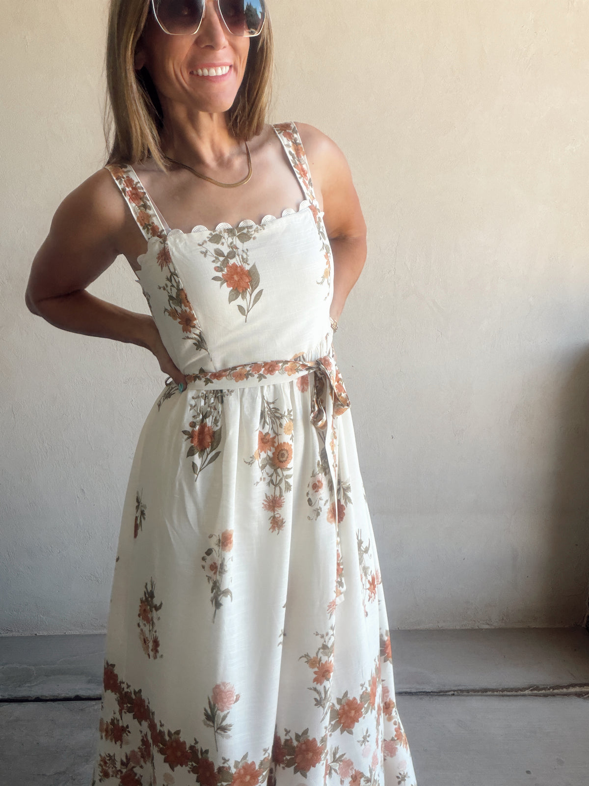 Emmie Floral Dress in Fall Cream