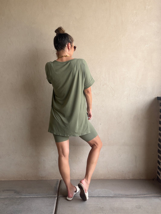 Jillian Heavenly Biker Set in Light Olive