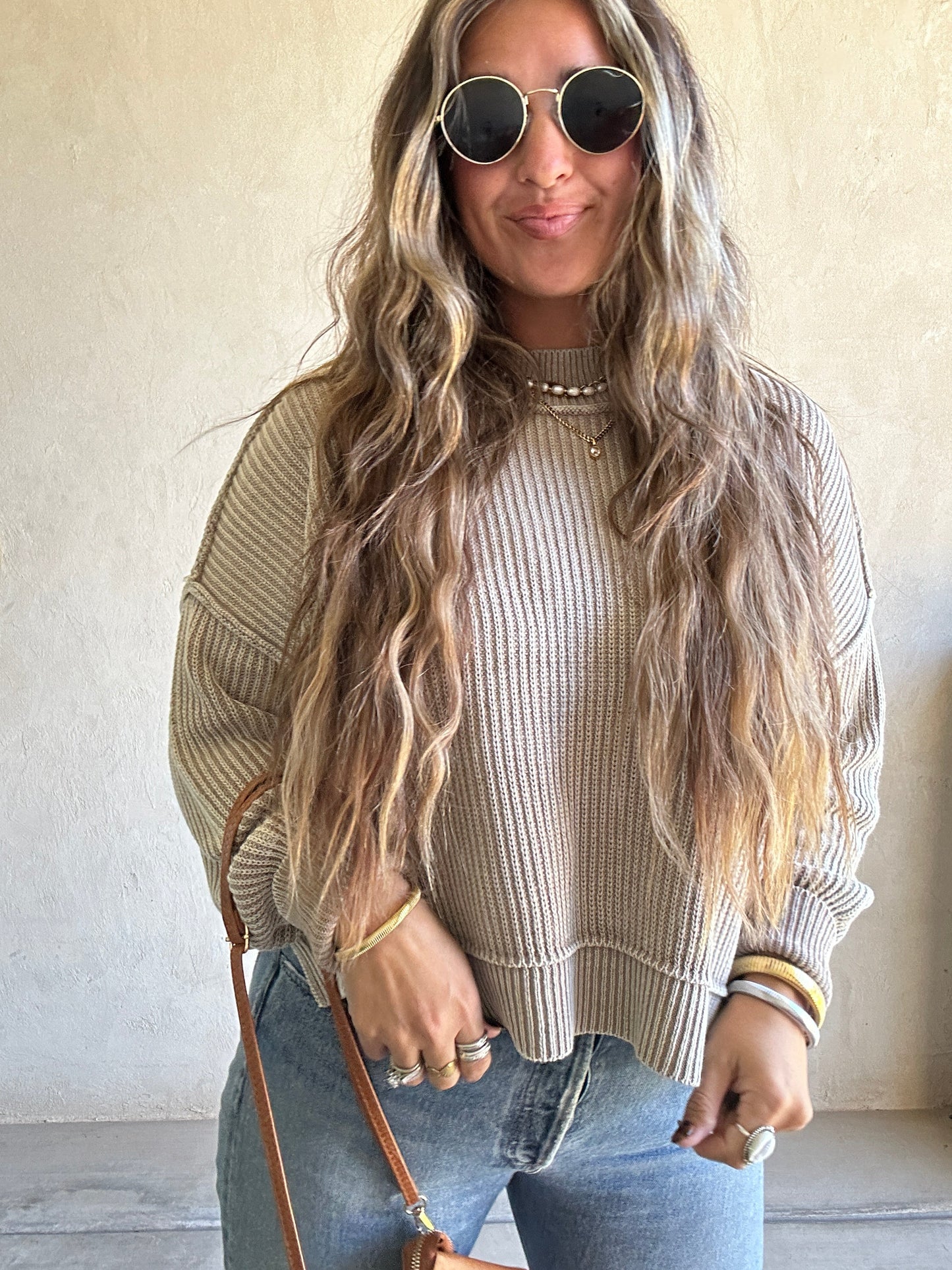 Isla Sweater in Mineral Washed Taupe