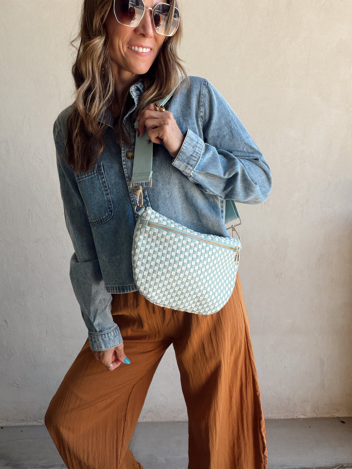 Betty Crossbody Bag in Mint & Cream