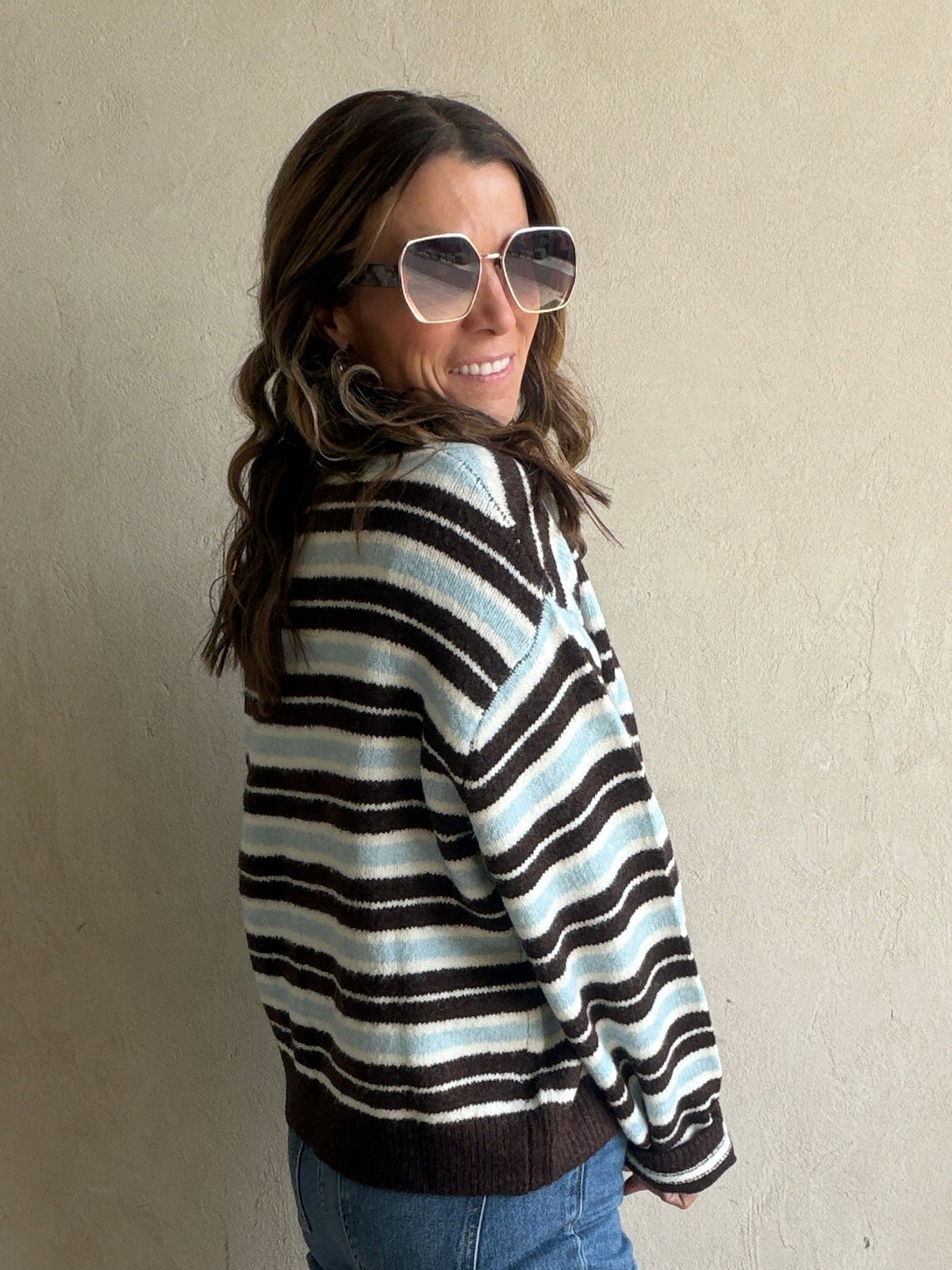 Beth Striped Sweater in Brown