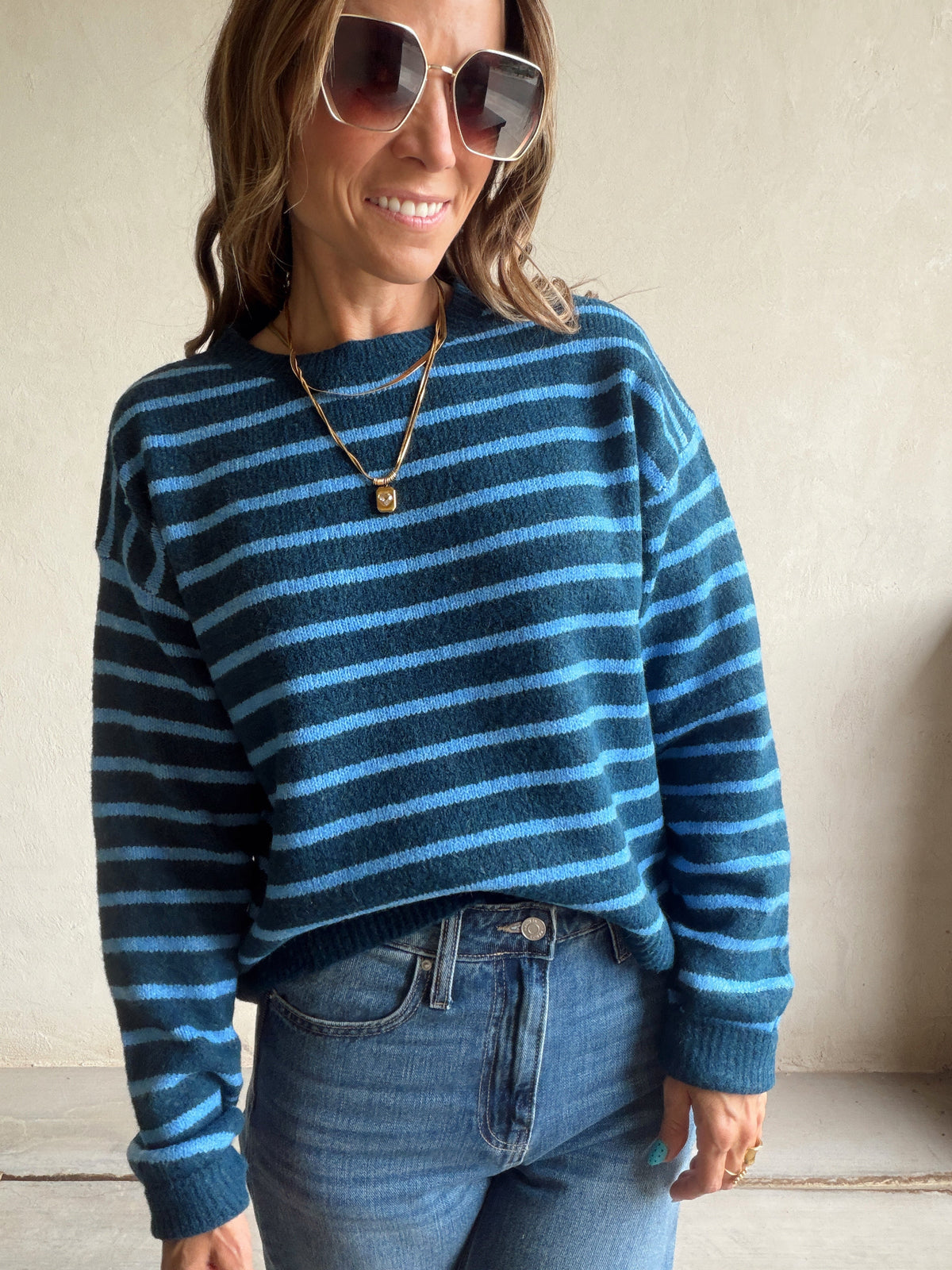 Jamie Striped Sweater in Blues