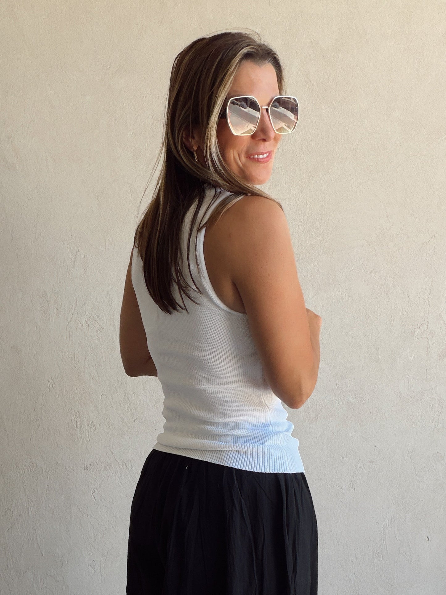 Willa Ribbed Tank in White