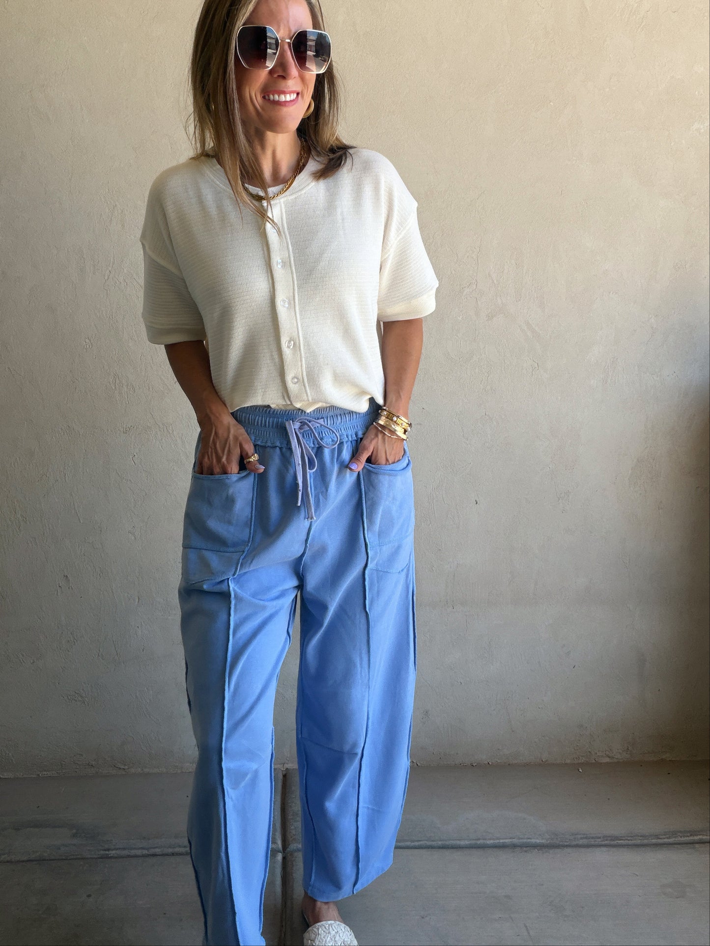 Heather Barrel Sweats in Periwinkle