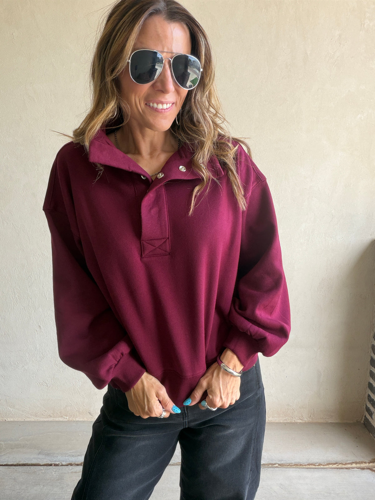 Cassie Sweatshirt in Burgundy