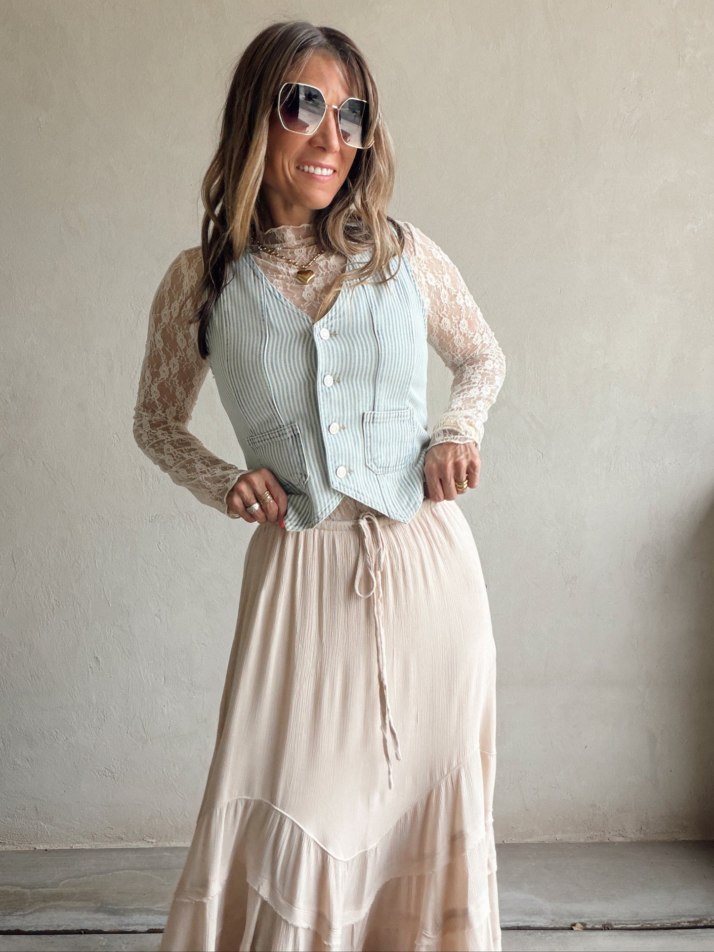 Ally Vest in Denim Stripe