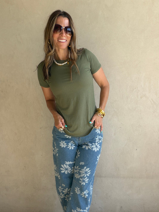 Sonny Ribbed Top in Olive
