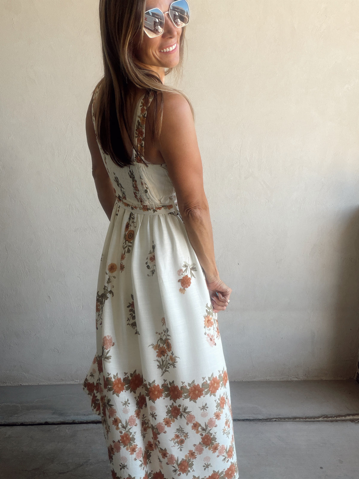 Emmie Floral Dress in Fall Cream