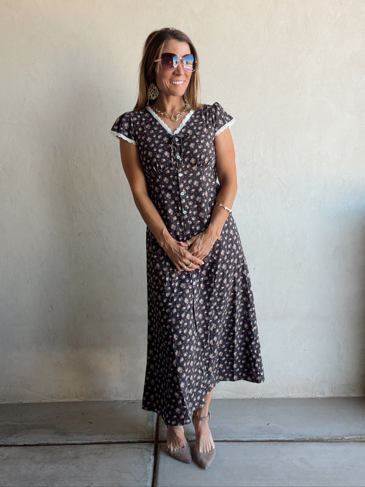 April Dress in Black Floral