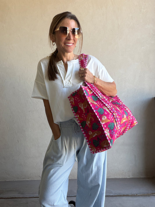 Mindee Quilted Bag – Hot Pink Tiger