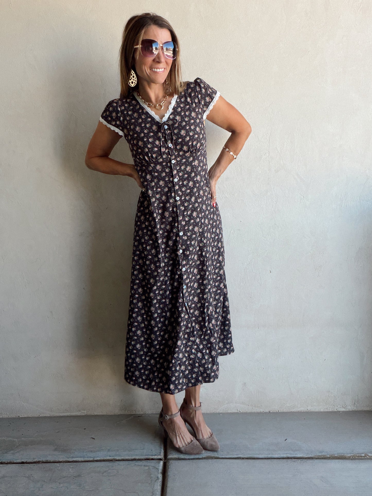 April Dress in Black Floral