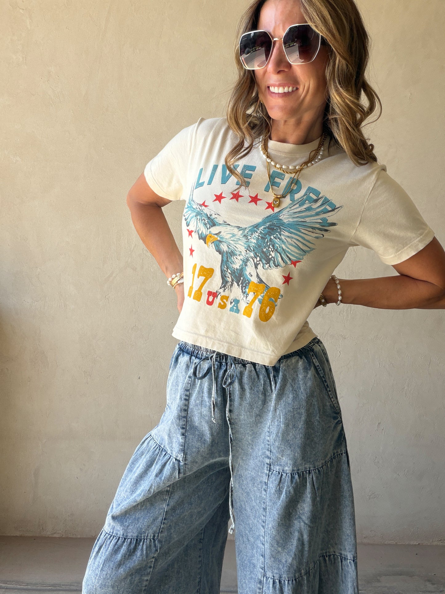 Tyra Tiered Pants in Medium Wash