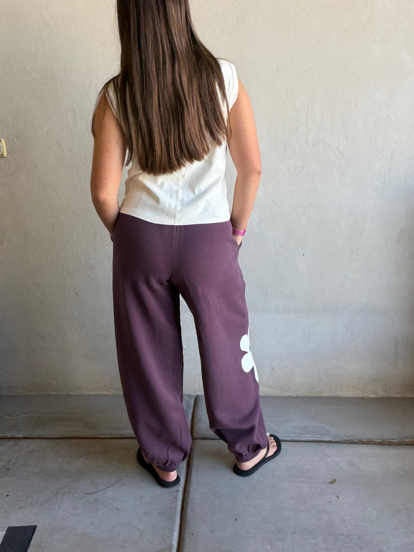 Flower Sweatpants in Eggplant