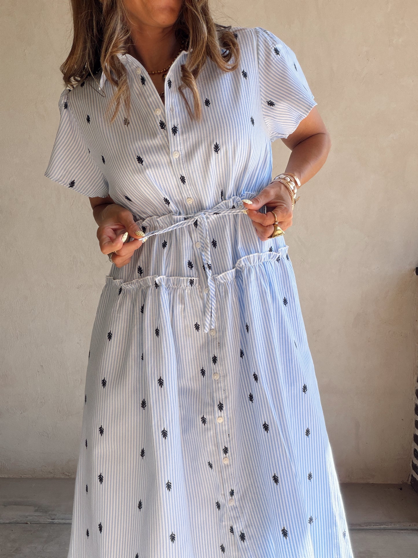 Leila Striped Dress in Blue & White