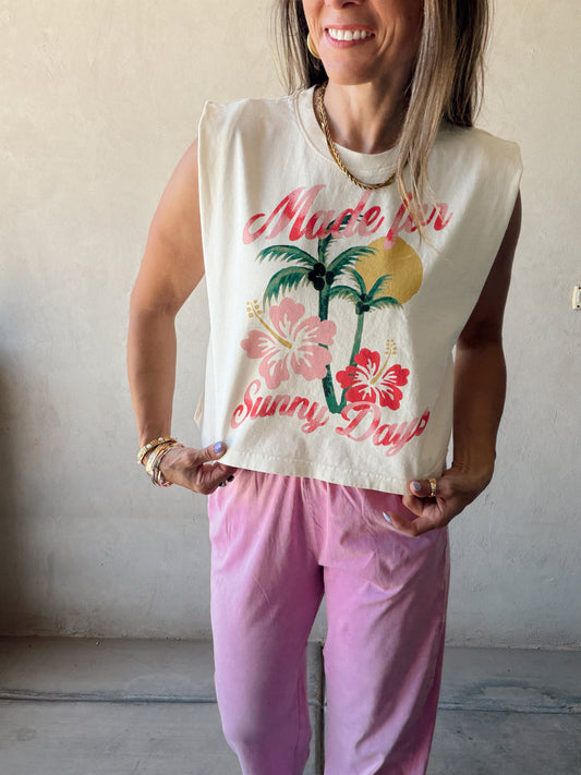 Made for Sunny Days Muscle Tee in Cream