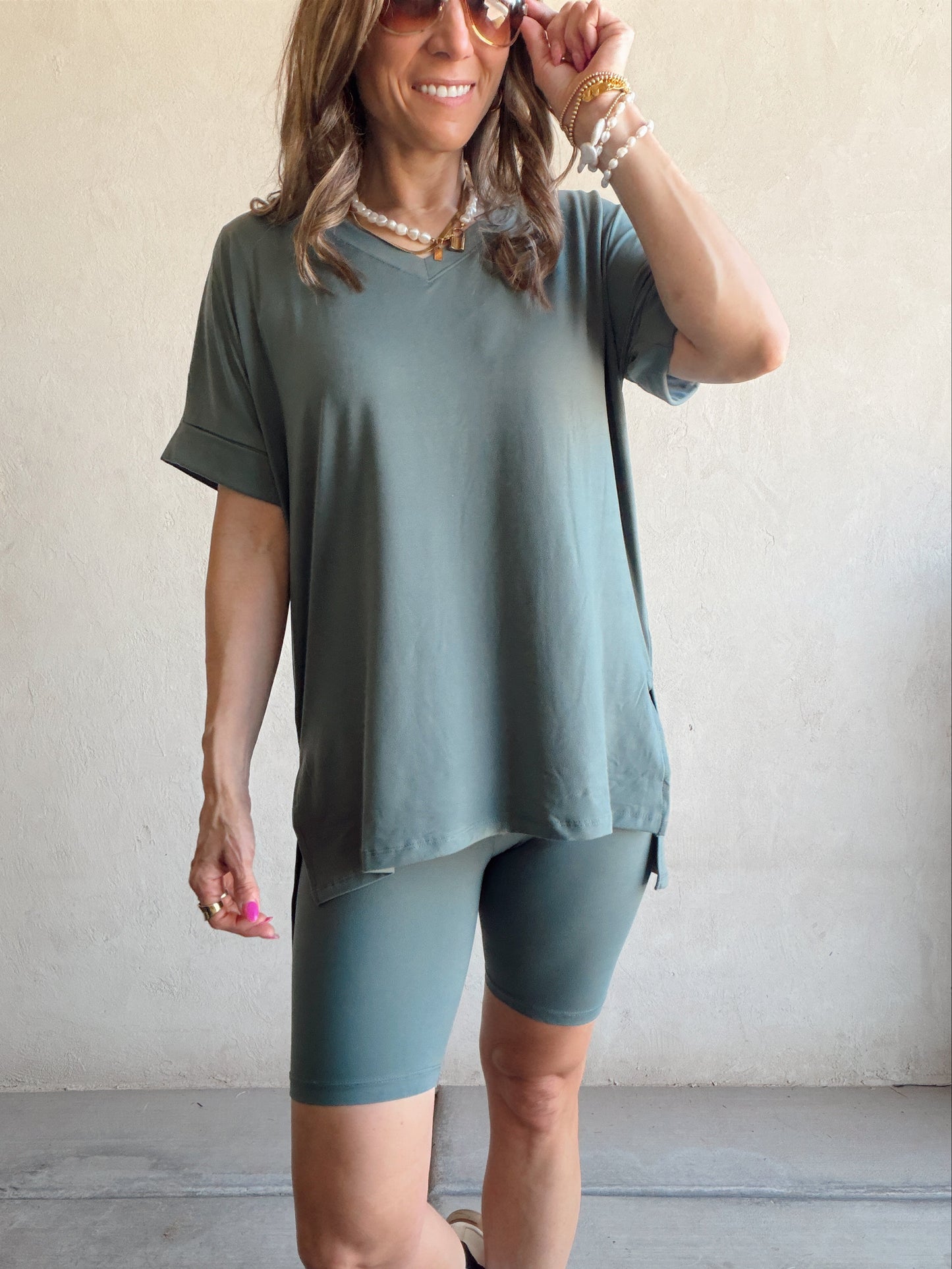 Jillian Heavenly Biker Set in Ash Jade