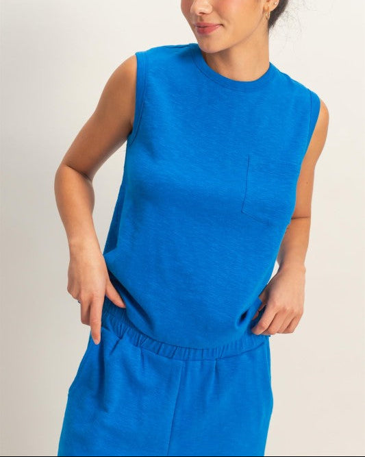 Wren Sleeveless Tank in Cobalt (ships 06/12 or sooner)