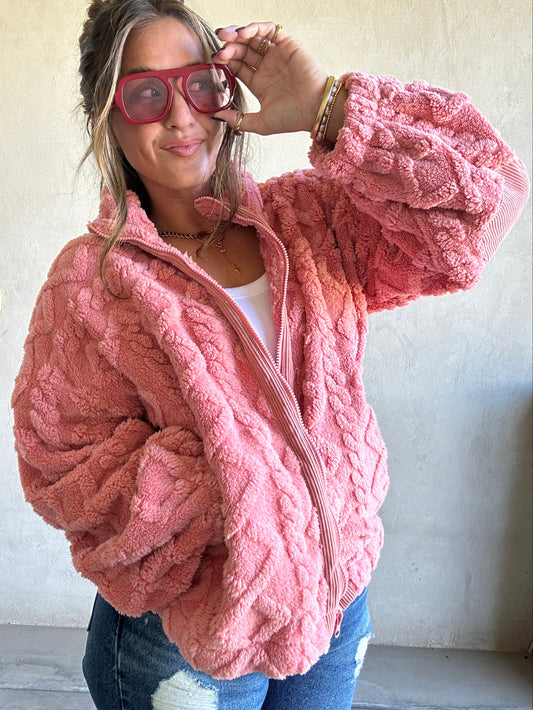 Quinn Sherpa Jacket in Pink